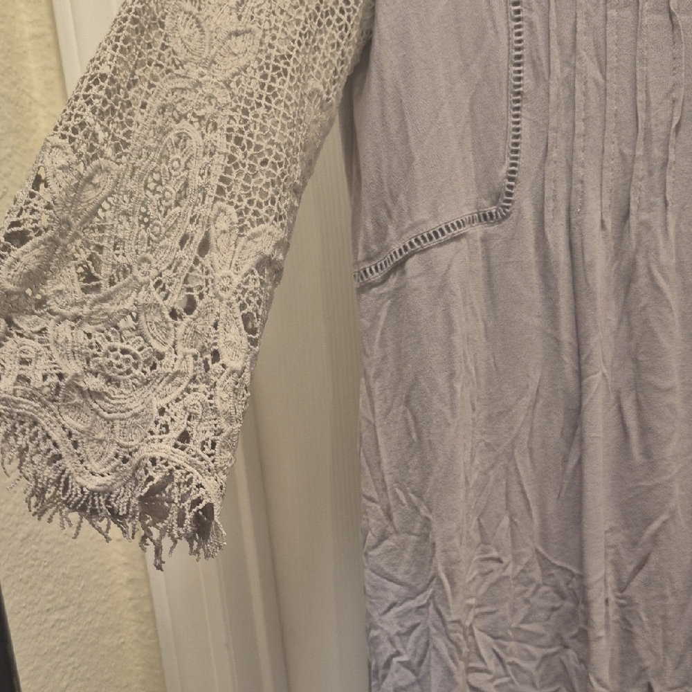 Free People Gray Lace Blouse - Picture 7 of 16